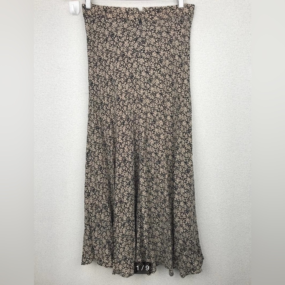 Zara Floral Maxi Skirt in Black and Cream